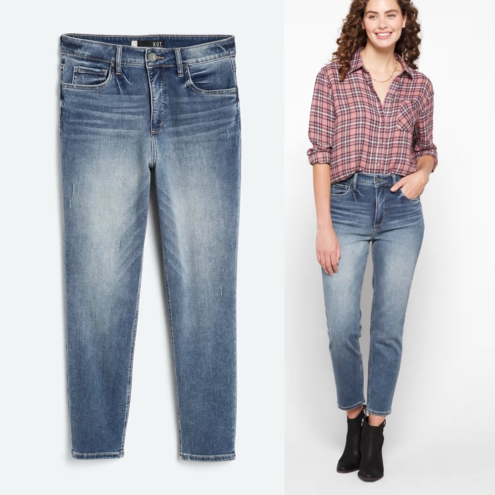 KUT FROM THE KLOTH Jeans Naomi Fab Ab Crop Straight Leg Blue Size 4